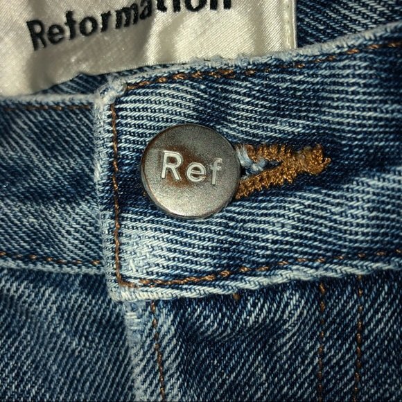 Reformation French Skinny Distressed Baltic Wash High Rise Denim Jeans - Picture 10 of 10